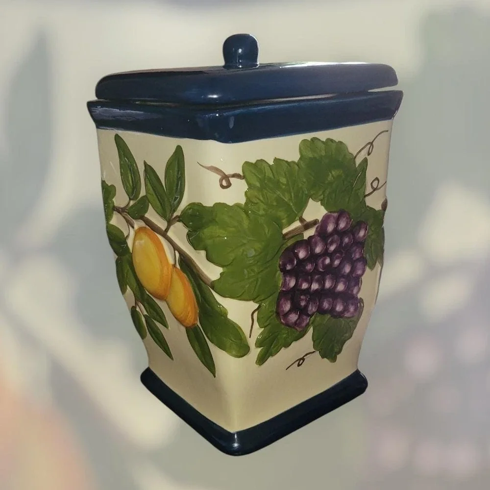 Biscotti Cookie Jar Handmade for Nonnis Handpainted Cookie Canister Tuscan Motif